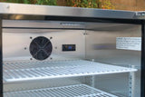 Bull Premium 139L Outdoor Solid Door Fridge – interior shelves and digital controls